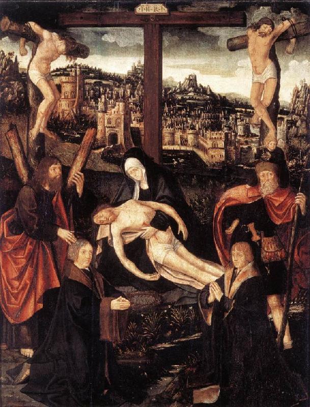 CORNELISZ VAN OOSTSANEN, Jacob Crucifixion with Donors and Saints fdg Sweden oil painting art